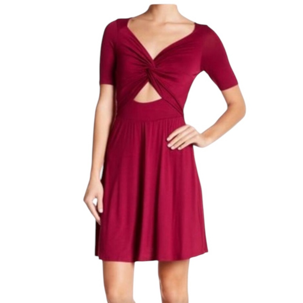 Holiday Dress Red Twist Cutout